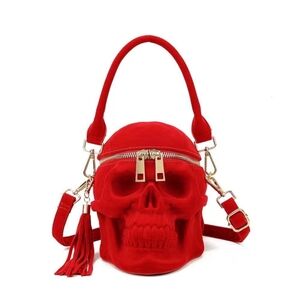 Unisex 3D Skull Red Velvet Bag